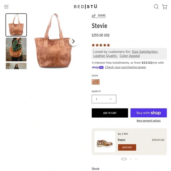 Bed Stu Stevie Distressed Brown Leather Tote Bag EUC - Picture 8 of 9